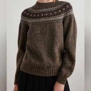 Highland Store Scottish fairisle sweater in bracken tweed fleck wool, women's XS
